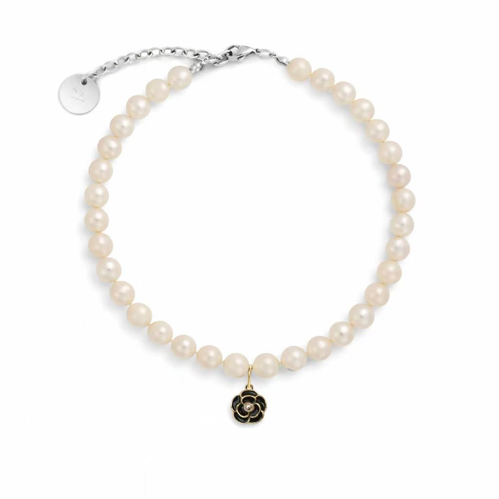 Purry Purry Genuine Freshwater Pearl Adjustable Dog Necklace – Customizable Charms