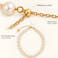 Faux pearl cat necklace details: safety-stretch design, sliding-loop clasp and fur-friendly finish