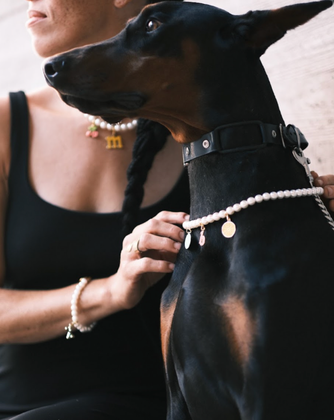Matching pearl necklaces for you and your dog