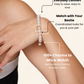 Faux pearl bracelet on a woman's arm: made for everyday comfort, match with your bestie, 100+ charms to mix and match