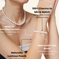 Woman wearing a freshwater pearl necklace and bracelet: 100+ charms to mix and match, made for everyday comfort, naturally lustrous pearls