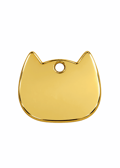 Cat Head Engraved ID Tag in Gold