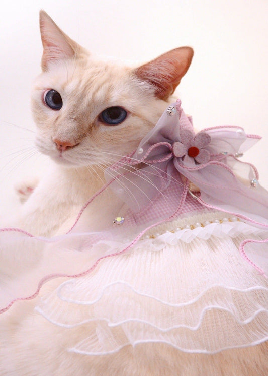 Pink Snow White Harness Dress For Cat (leash included)