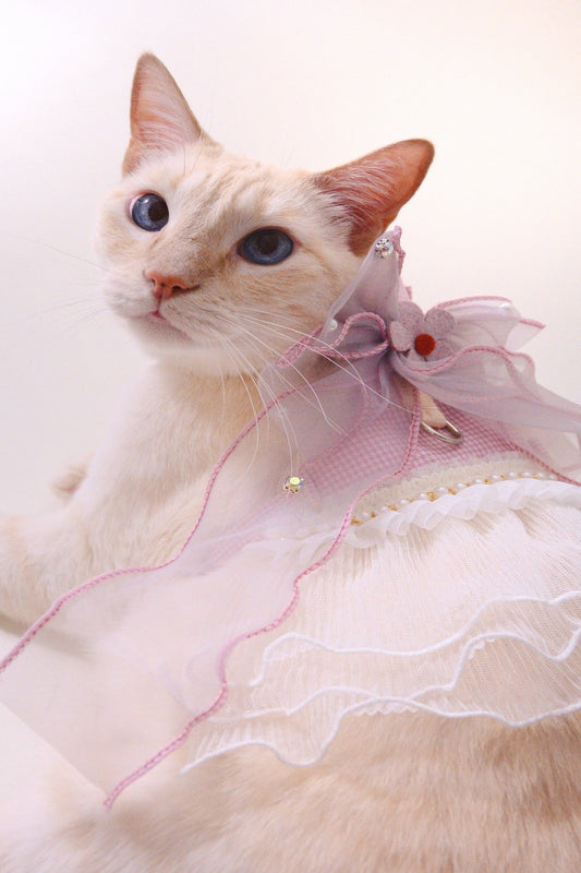 Pink Snow White Harness Dress For Cat (leash included)